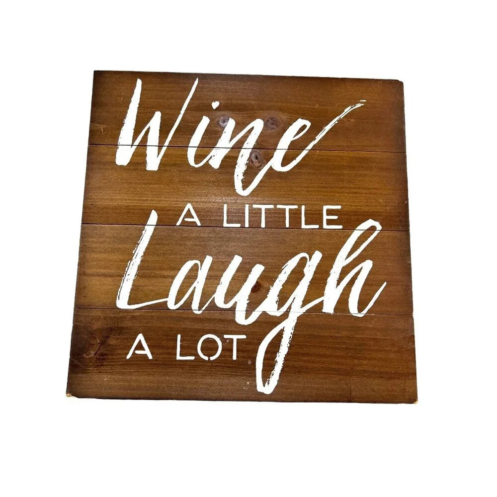Better Homes &Gardens Home Decor Wooden Wall Hanging Wine a Little Laugh A Lot